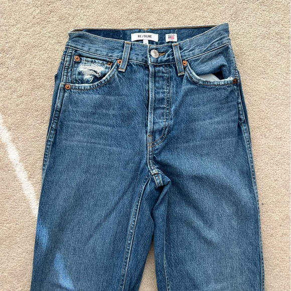 Re/Done Originals 90s High Rise Loose Leg Jeans Distressed Size 24 - Picture 2 of 14